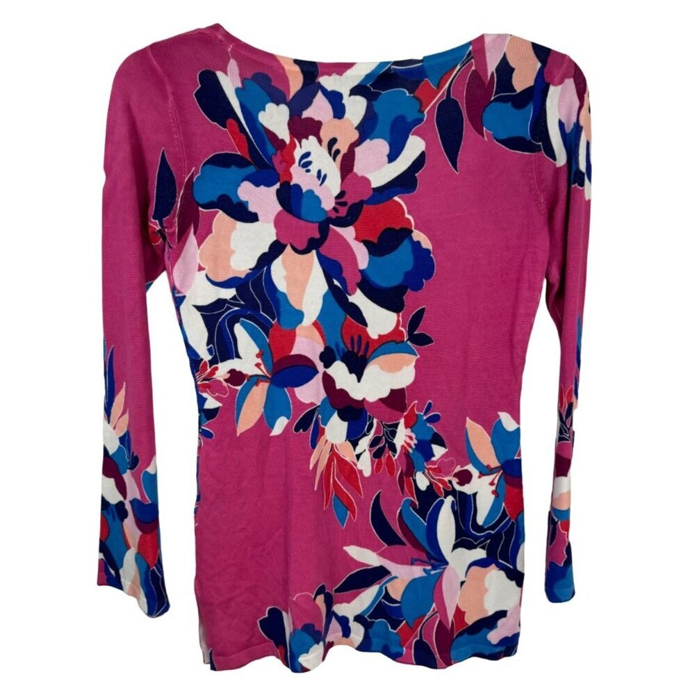 Boston Proper NWOT Floral Multicolor Oversized XS Lightweight Sweater Colorful - Picture 5 of 11